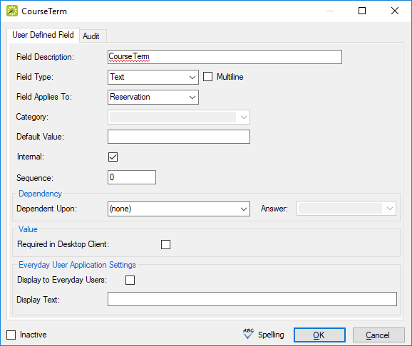 Example Term User Defined Field
